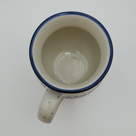 Polish Pottery Dotted Violet Bubble Mug Blue Flowers & Dots Round Mug - Picture 6 of 8
